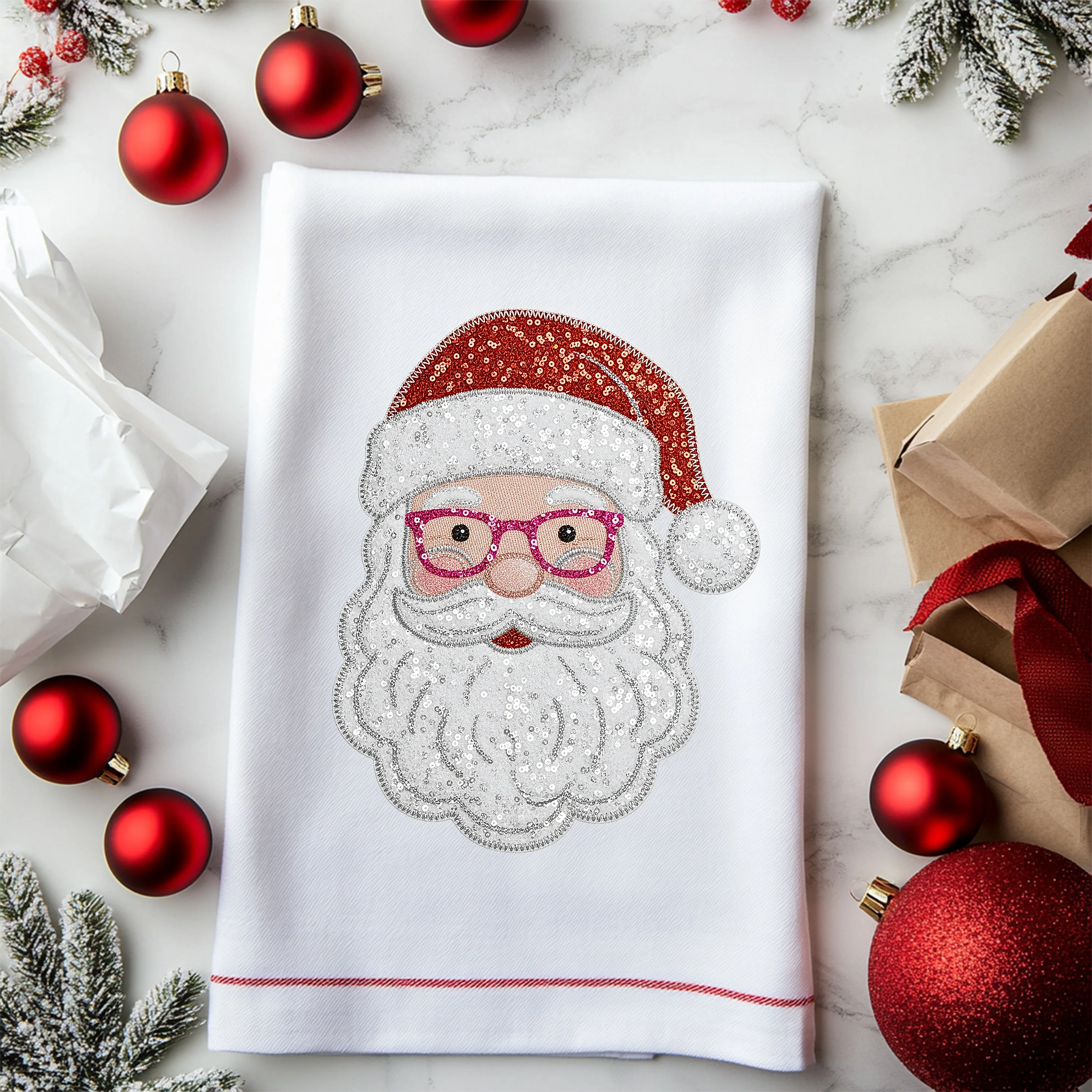 "Glam Santa" Faux Sequin Patch – Premium DTF Transfer - Image 2