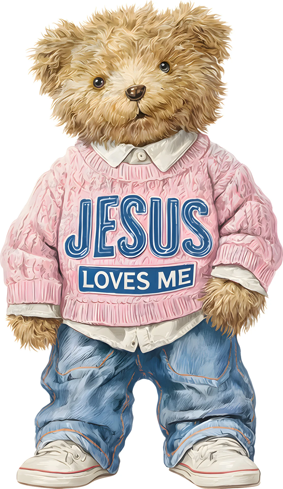 Jesus Loves Me Preppy Teddy Bear DTF Transfer | Ready to Press - Image 3