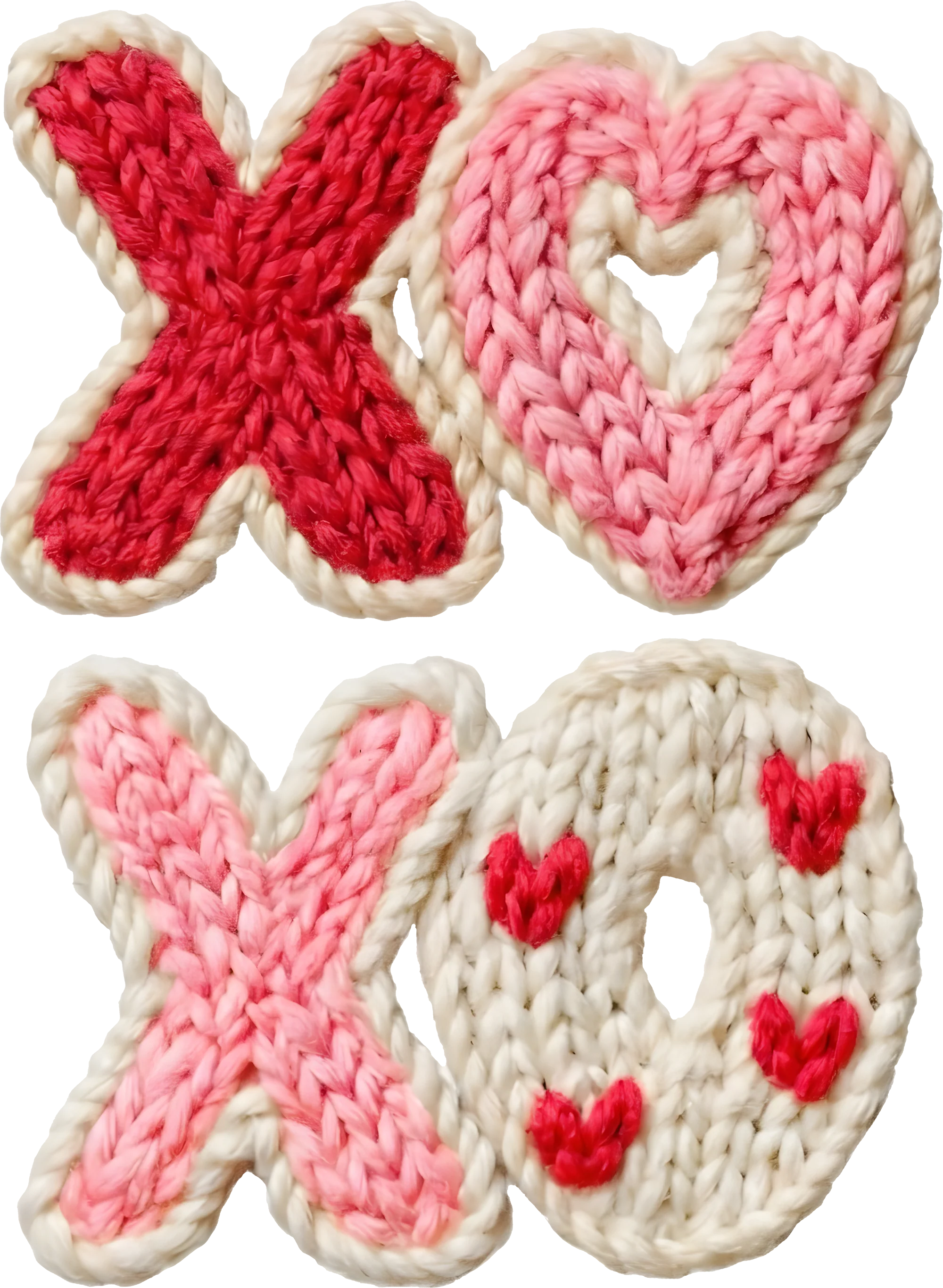 🧶 Knitted with Love: Red & Pink Yarn "XOXO" DTF Transfer - Image 2