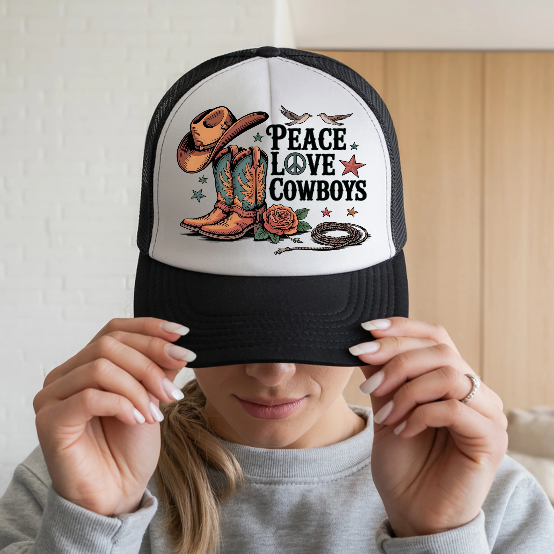 🤠 Peace, Love & Cowboys – Western DTF Transfer - Image 3
