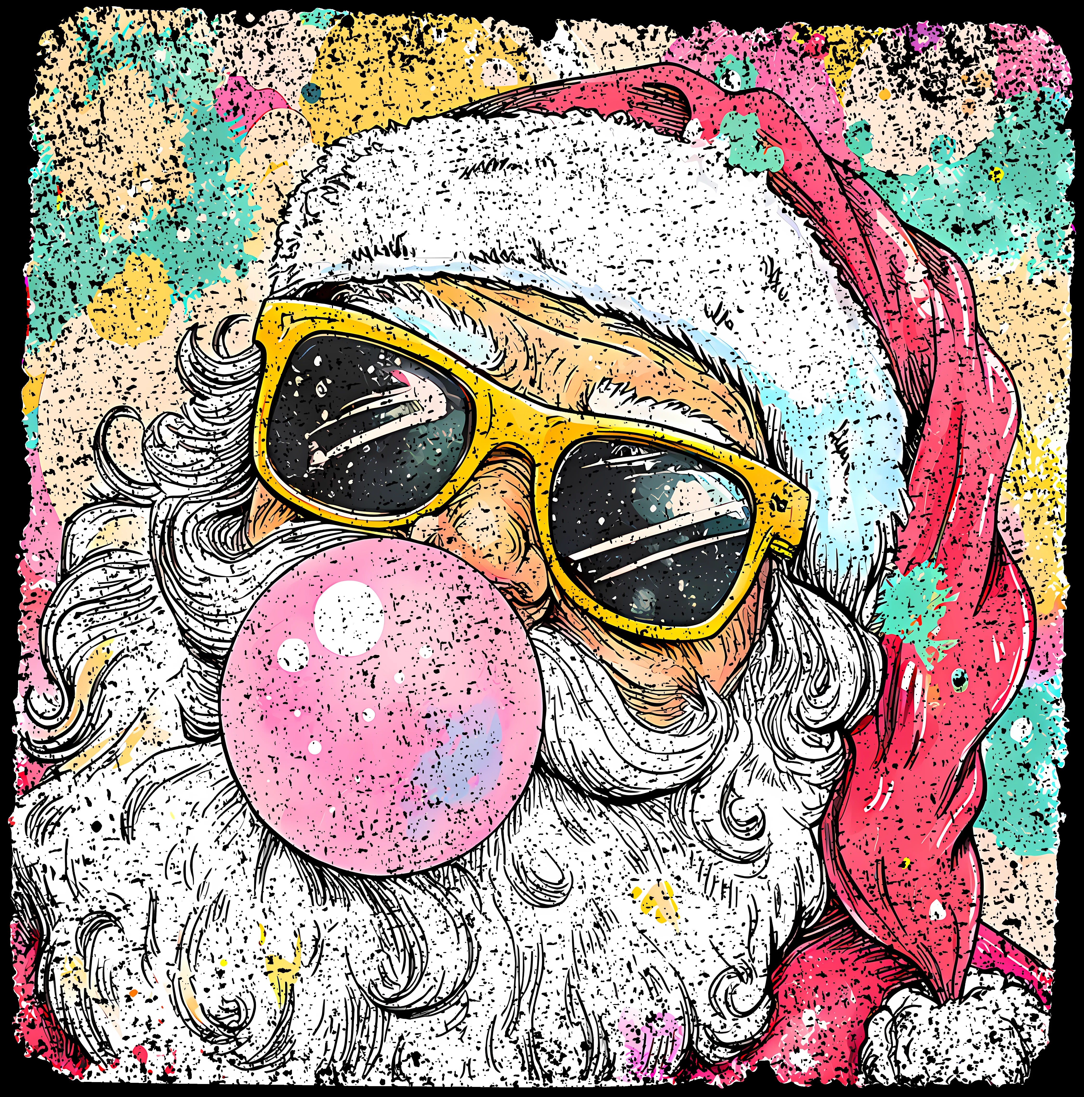 🩷 POP! Preppy Bubblegum Santa Holiday DTF Transfer - Image 2