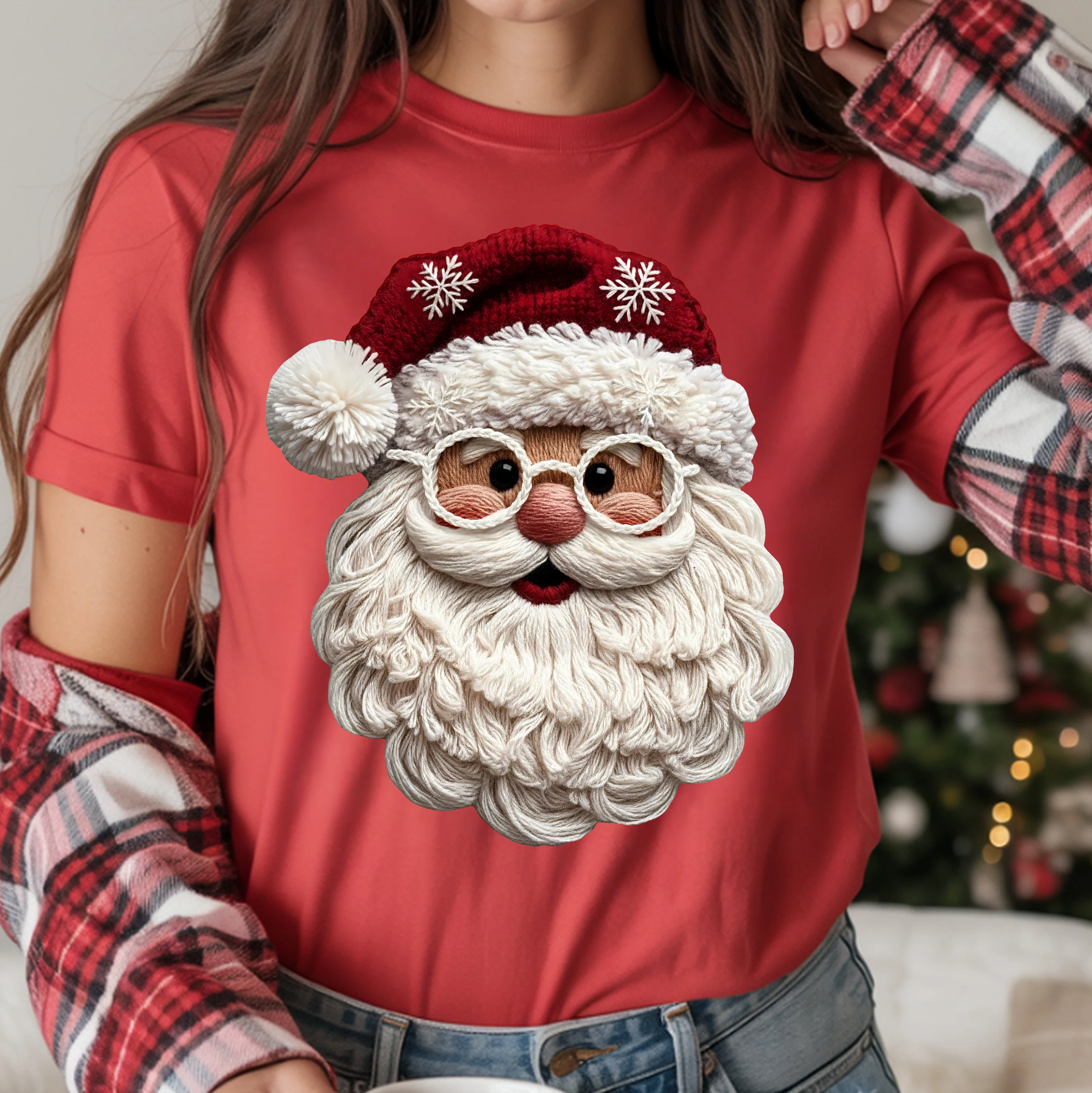 TRENDING: Cozy Yarn Santa Aesthetic | Faux Embroidery DTF Transfer