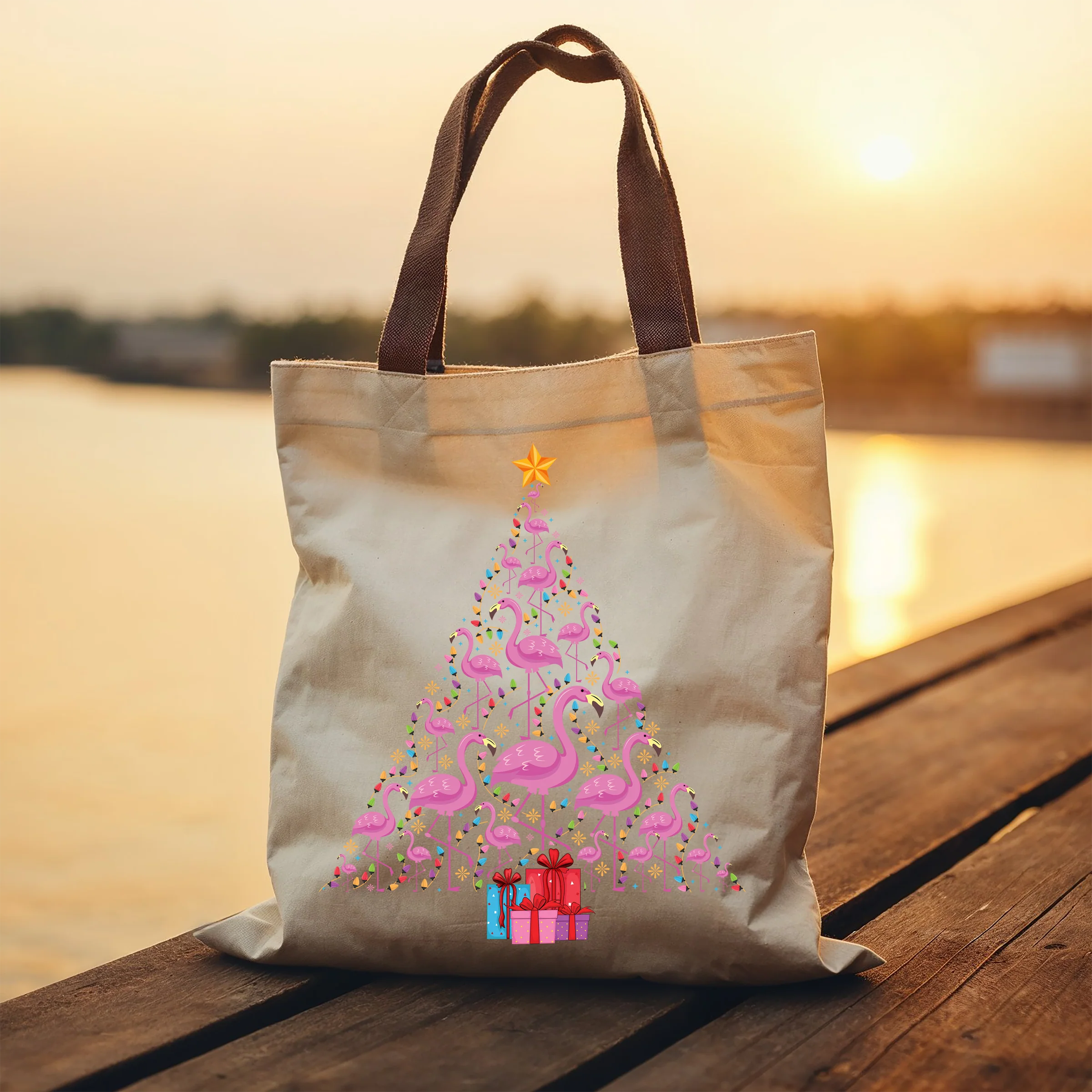 🦩 Tropical Holiday Vibes: Flamingo Christmas Tree DTF Transfer - Image 3