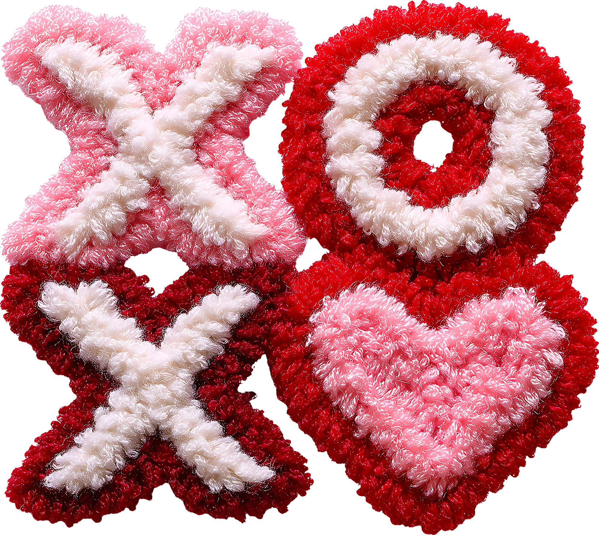 🧶 "XOXO" Faux Latch Hook Heart DTF Transfer - Image 2